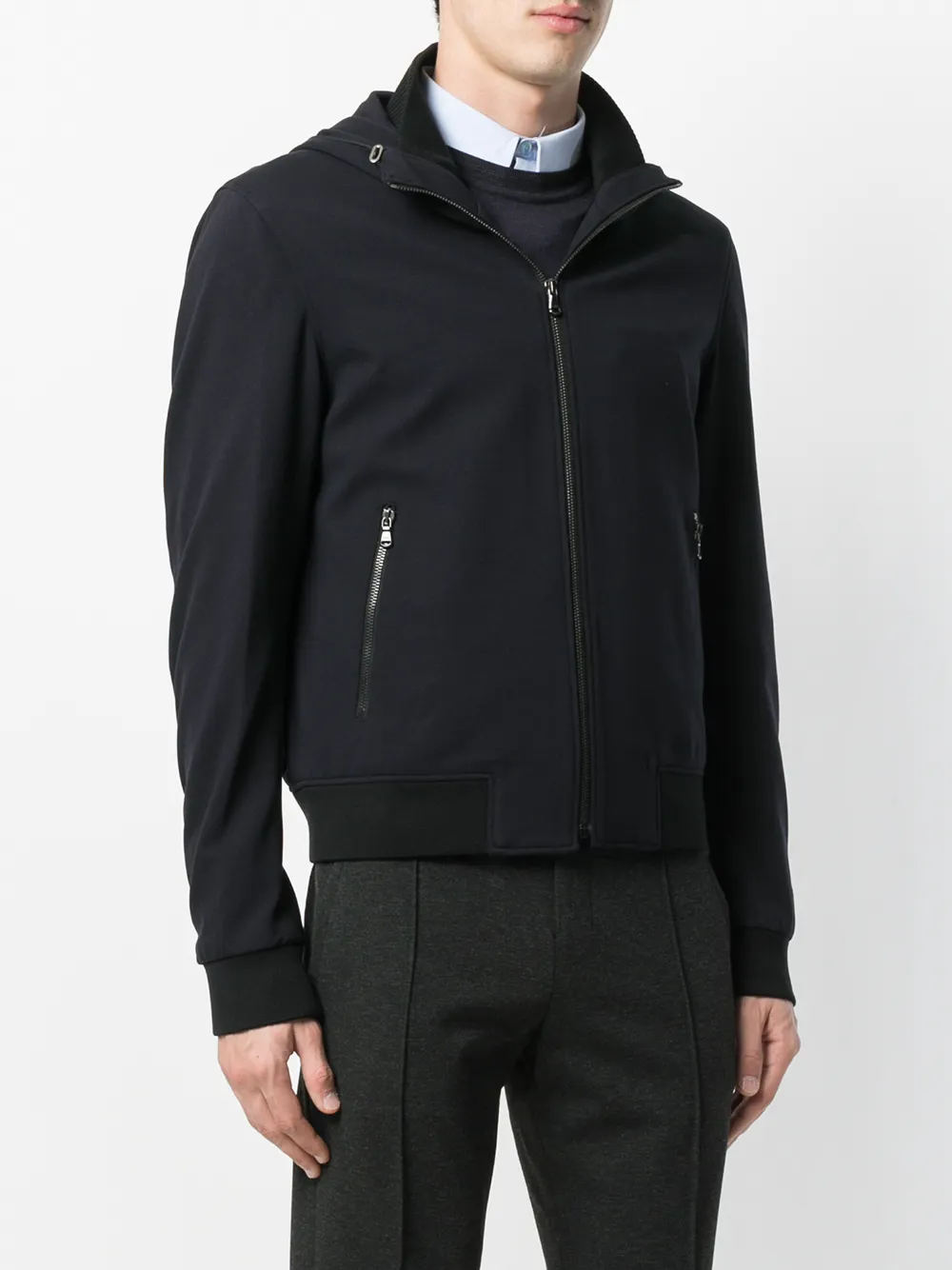 Wooyoungmi zipped hooded jacket Blauw