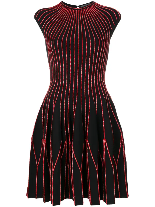 Alexander McQueen Capped-sleeve Knitted Dress in Black