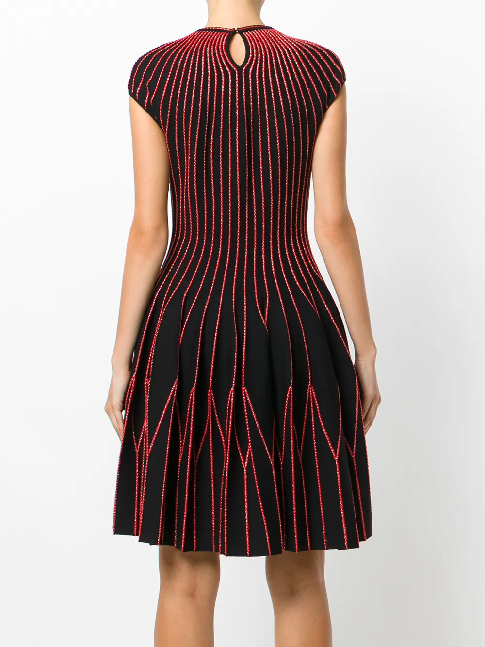 Alexander McQueen capped-sleeve knitted dress Zwart