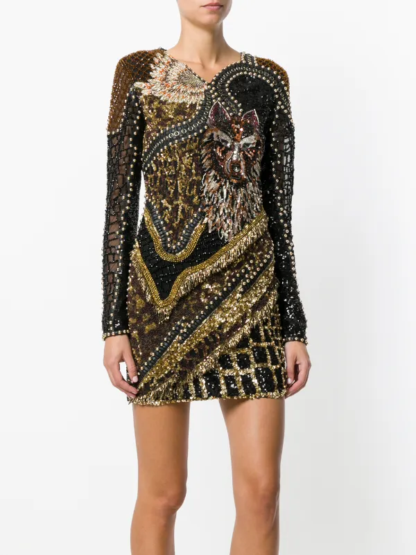 balmain black and gold dress Balmain