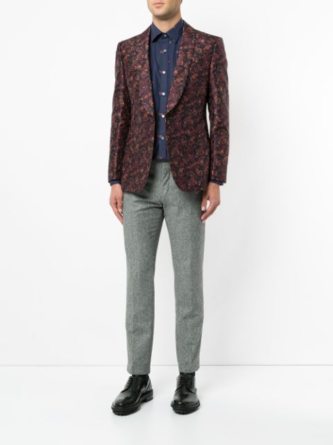 Shop blue & red Gieves & Hawkes floral print blazer with Express ...