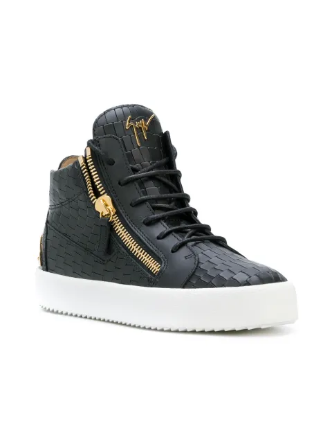 GIUSEPPE ZANOTTI Crocodile Embossed Kriss Sneakers in Black | ModeSens