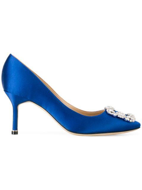 MANOLO BLAHNIK HANGISI PUMPS,HANGISI70SATINBLUE42012438106