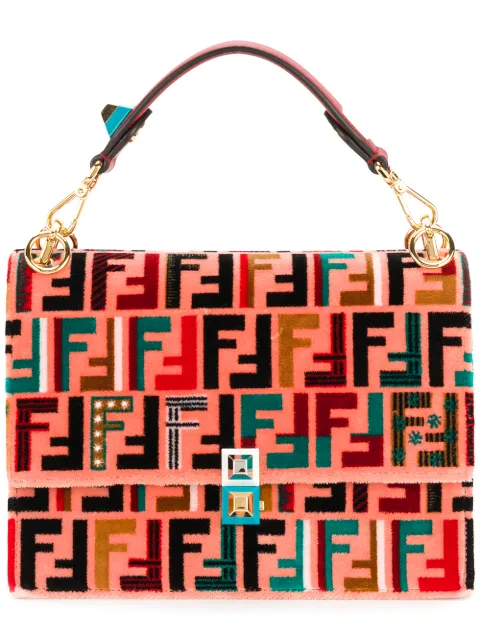 Click to view more detailed imagery on our partner's website Fendi Kan I Embroidered Leather Shoulder Bag In Pink
