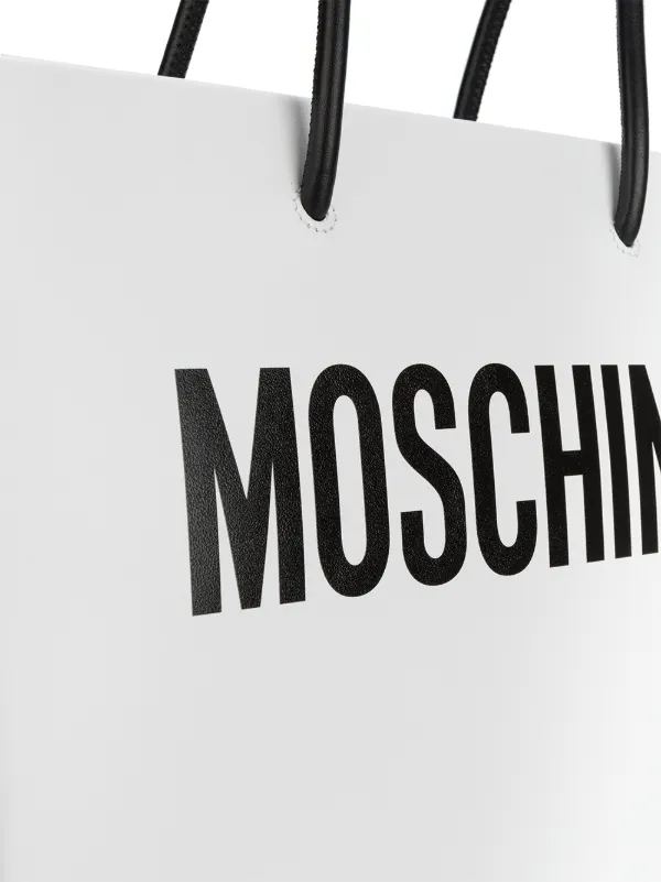 Shop Moschino White logo print tote bag with Express Delivery 