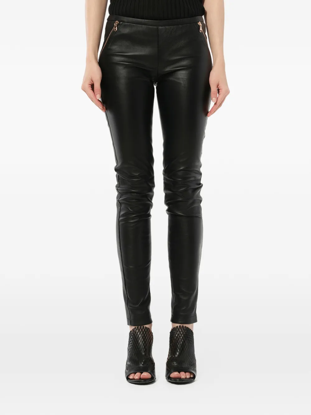 PUCCI zip-embellished leather trousers - Nero