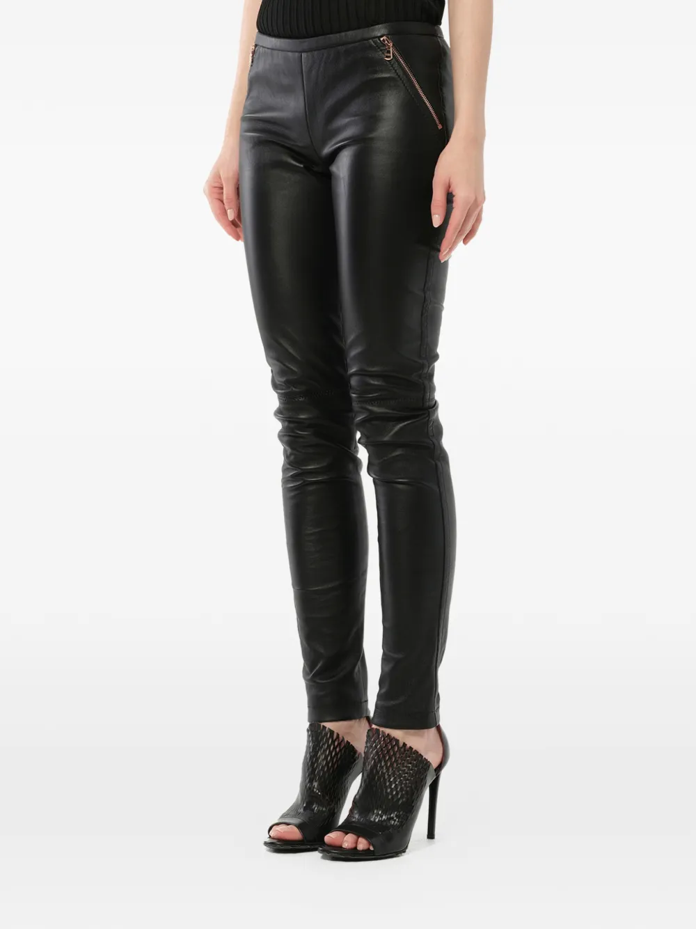  Pucci Lederhose Mit Reißverschlussdetail   Schwarz 