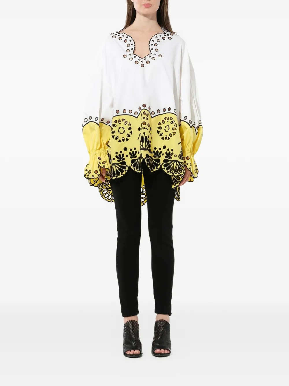  Pucci Leinenbluse Mit Lochstickerei   Weiß 