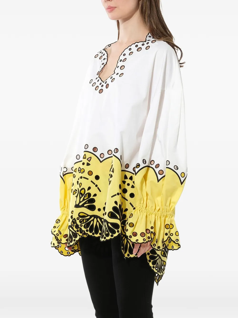  Pucci Leinenbluse Mit Lochstickerei   Weiß 