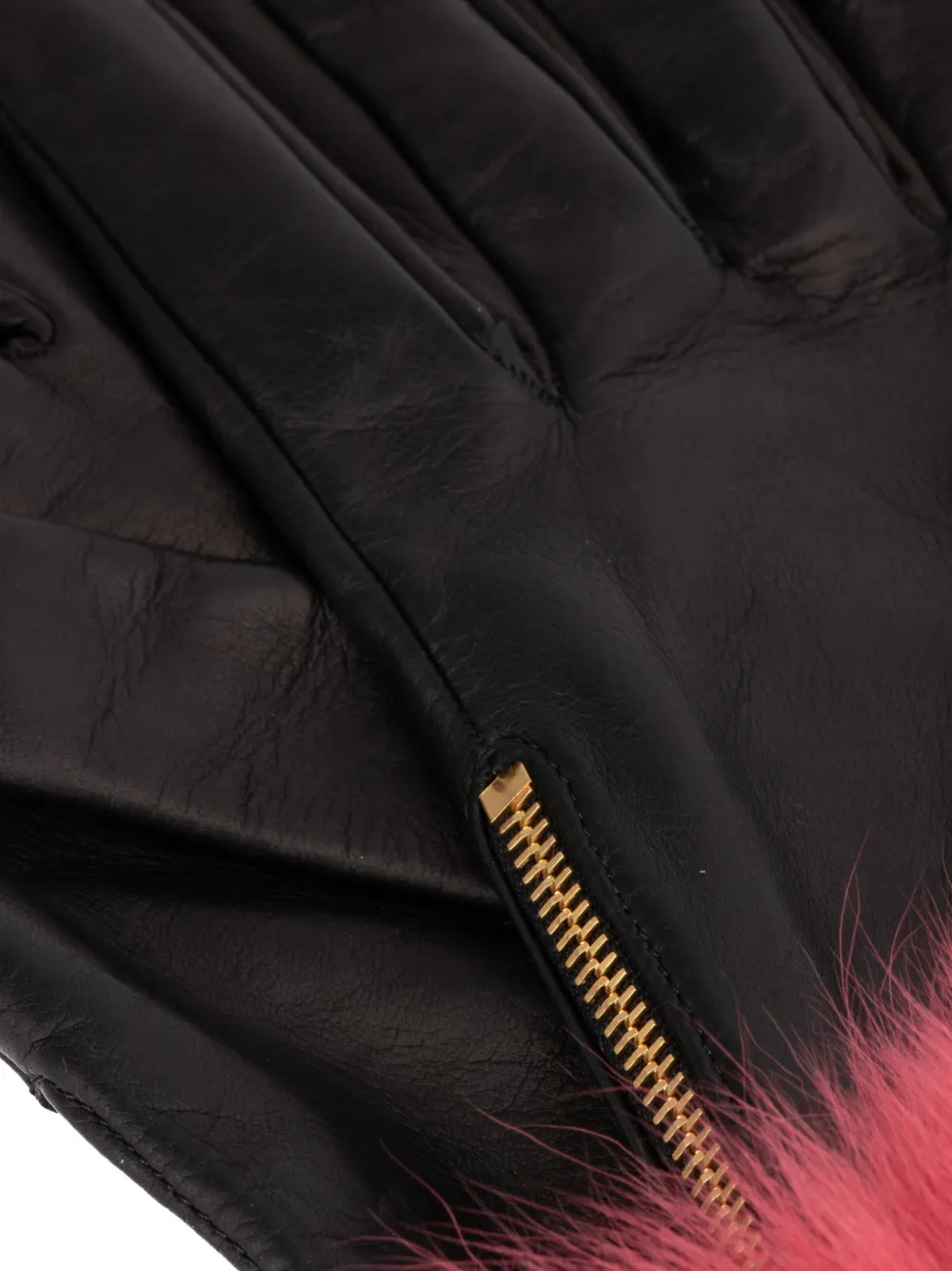  Prada Handschuhe Mit Pelzbesatz   Schwarz 