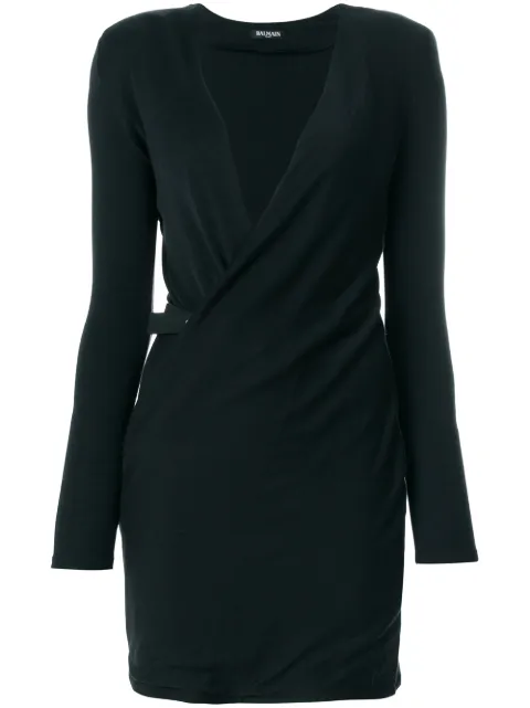 Balmain v-neck crossover dress