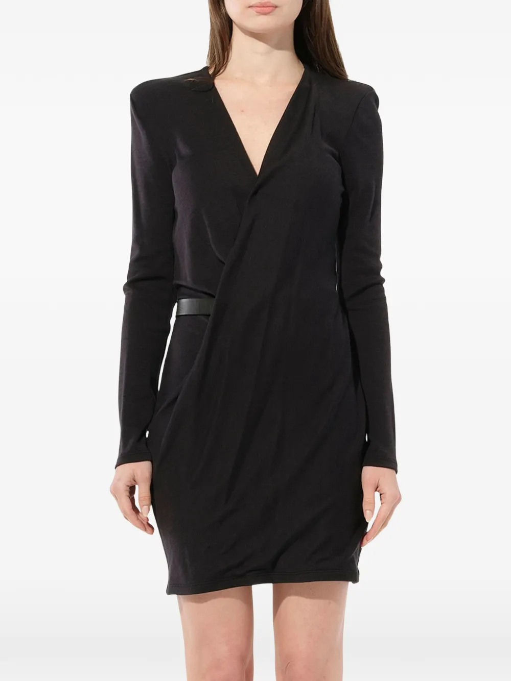 Balmain v-neck crossover dress - Black
