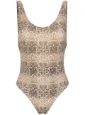 Amir Slama snake print swimsuit - Brown
