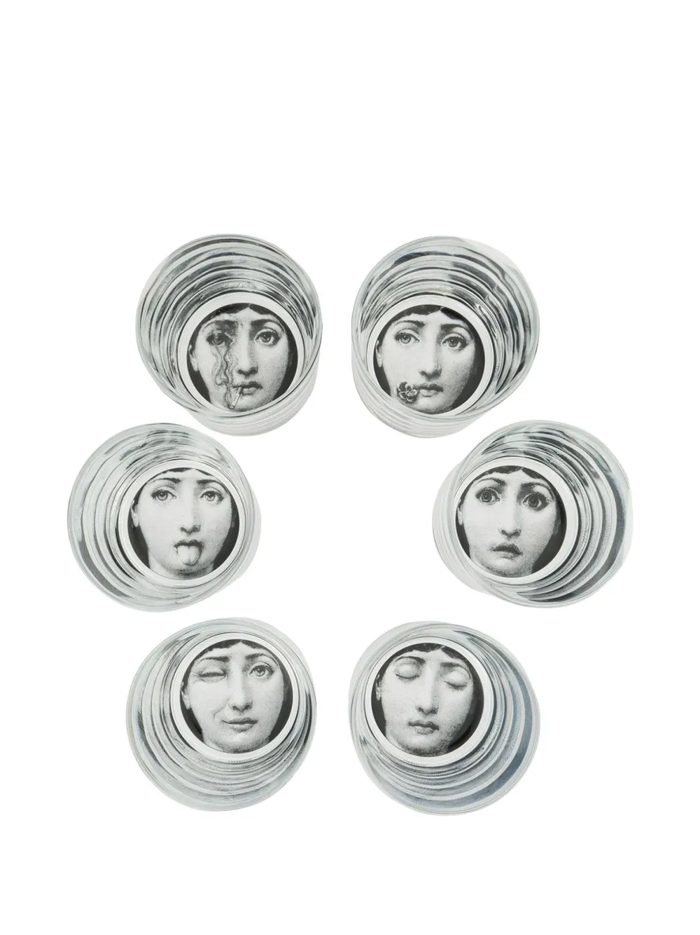 Fornasetti face print tumblers (set of 6) | White | Image 1