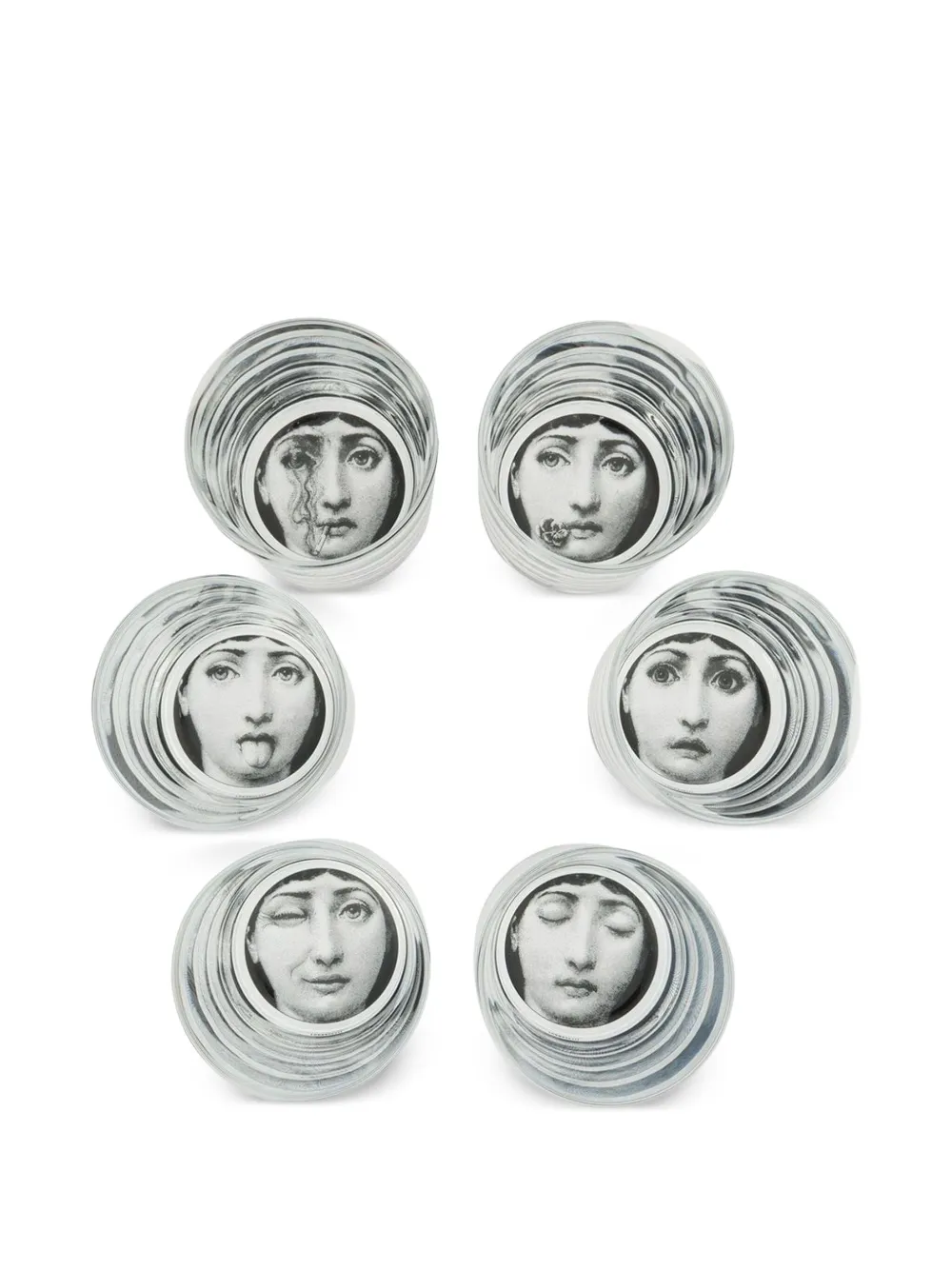 Fornasetti face print tumblers (set of 6) | White | Image 1