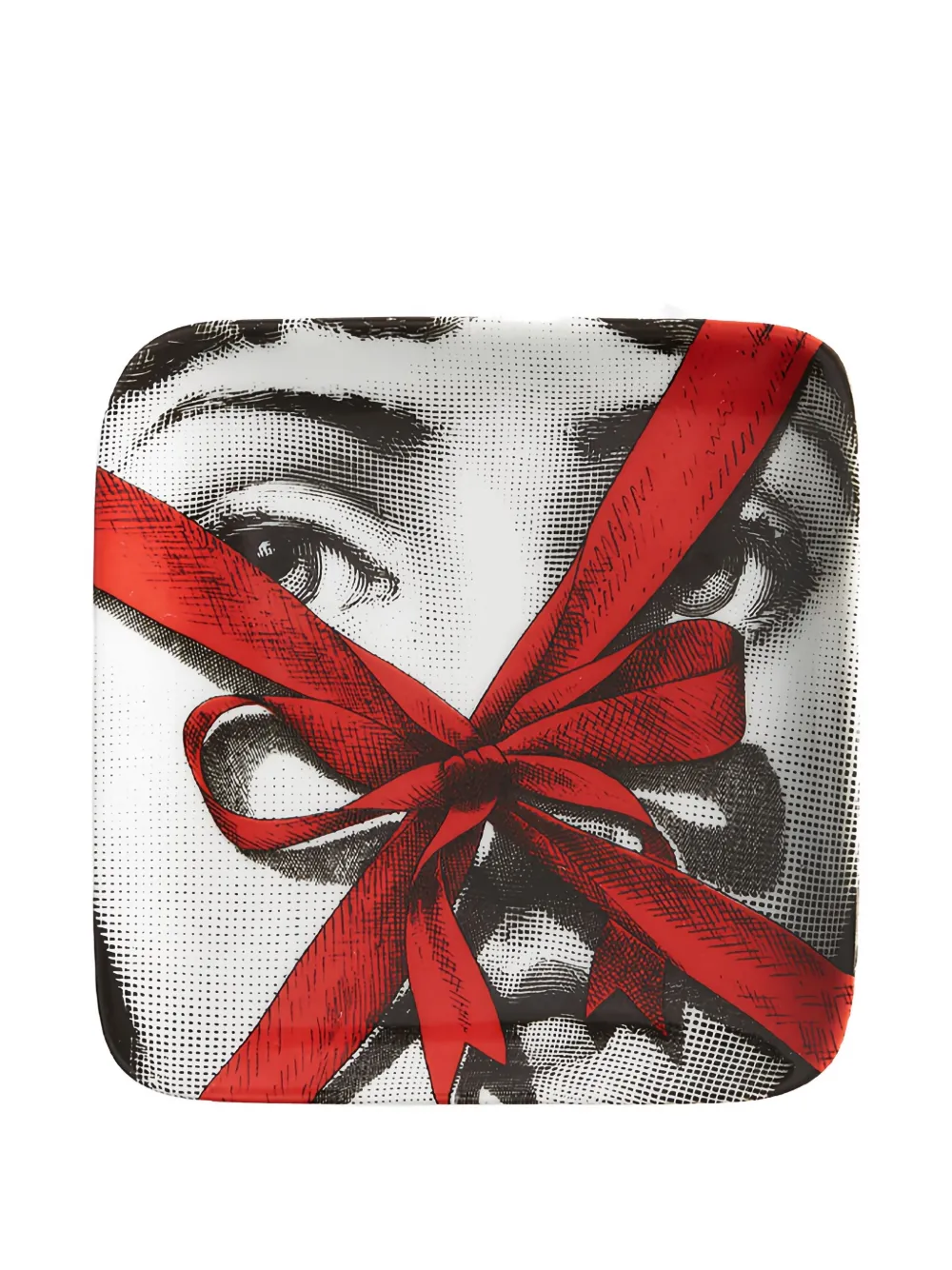 Fornasetti face print square plate | rojo | Image 1