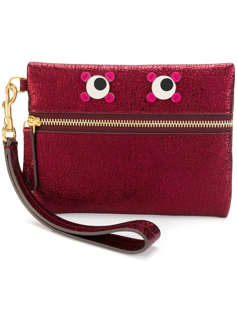 Anya Hindmarch - Circulus Eyes wristlet pouch - women - Leather - One Size, Red