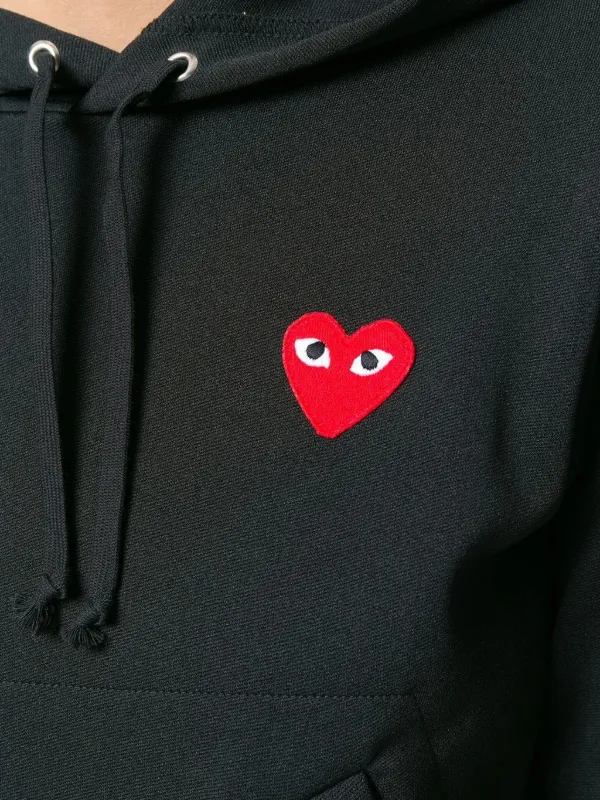 Comme Des Garçons Play heart-patch Drawstring Hoodie Black