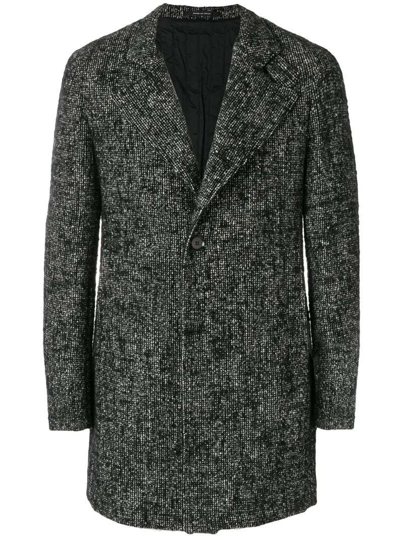 Tagliatore - textured single-breasted coat - men - Silk/Polyamide/Polyester/Virgin Wool - 50, Black