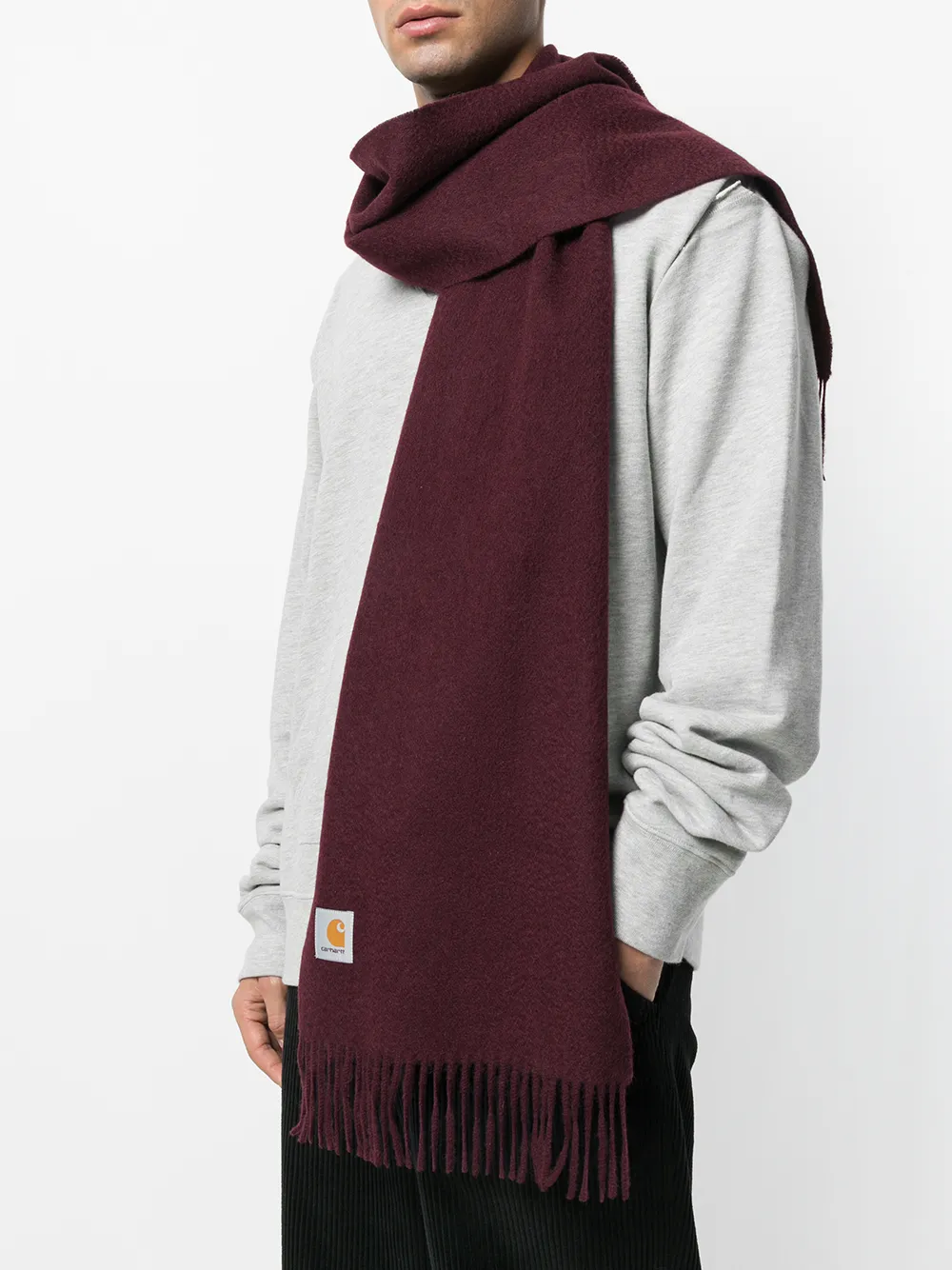 Carhartt WIP fringed knitted scarf Rood