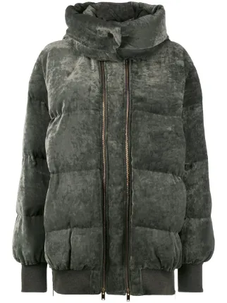 grey velvet puffer jacket