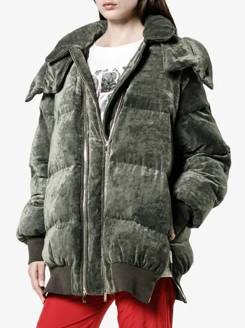 grey velvet puffer jacket