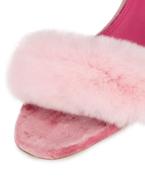 roze slippers met bont