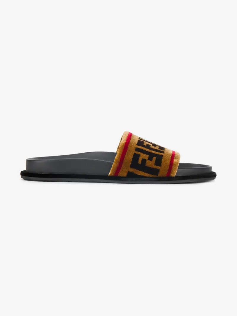fendi velvet logo slides