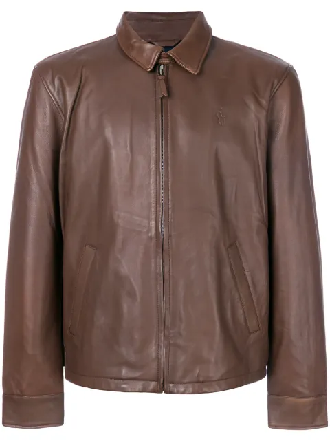 Polo Ralph Lauren Maxwell Lambskin Leather Zip Jacket In Bison Polo Ralph Lauren Maxwell Lambskin Leather Zip Jacket In Bison Brown