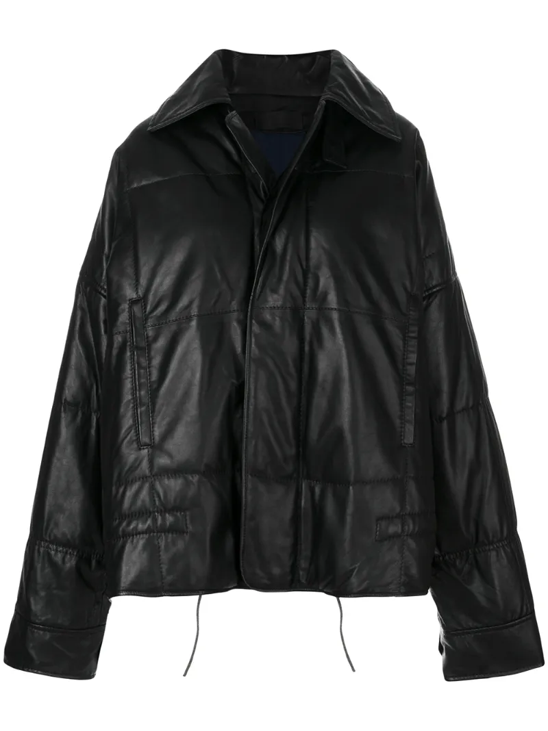 Click to view more detailed imagery on our partner's website Haider Ackermann Drawstring-hem Quilted-leather Jacket In Black