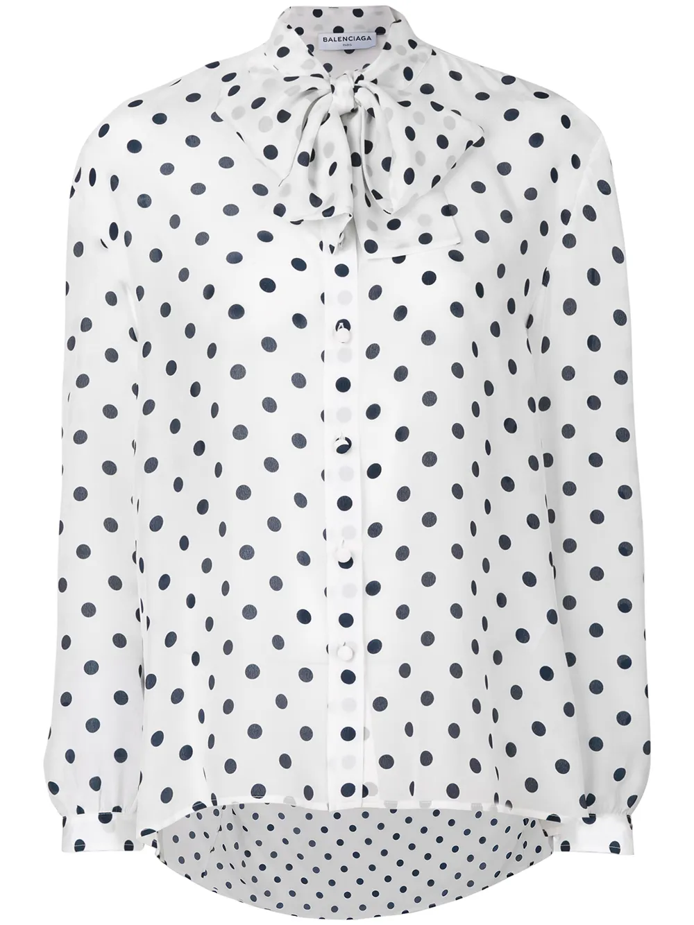 Balenciaga Gepunktete Seidenbluse - Weiß