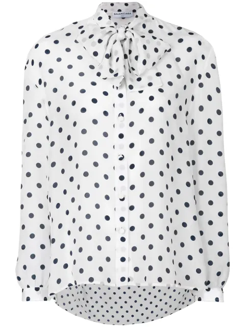 Balenciaga Gathered polka dot blouse