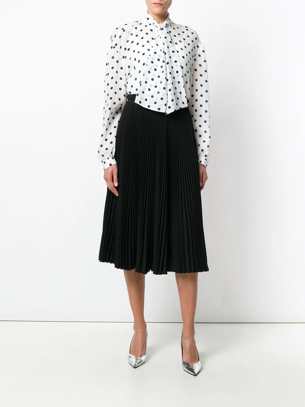  Balenciaga Gepunktete Seidenbluse   Weiß 