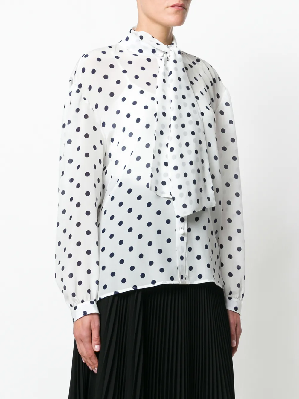  Balenciaga Gepunktete Seidenbluse   Weiß 