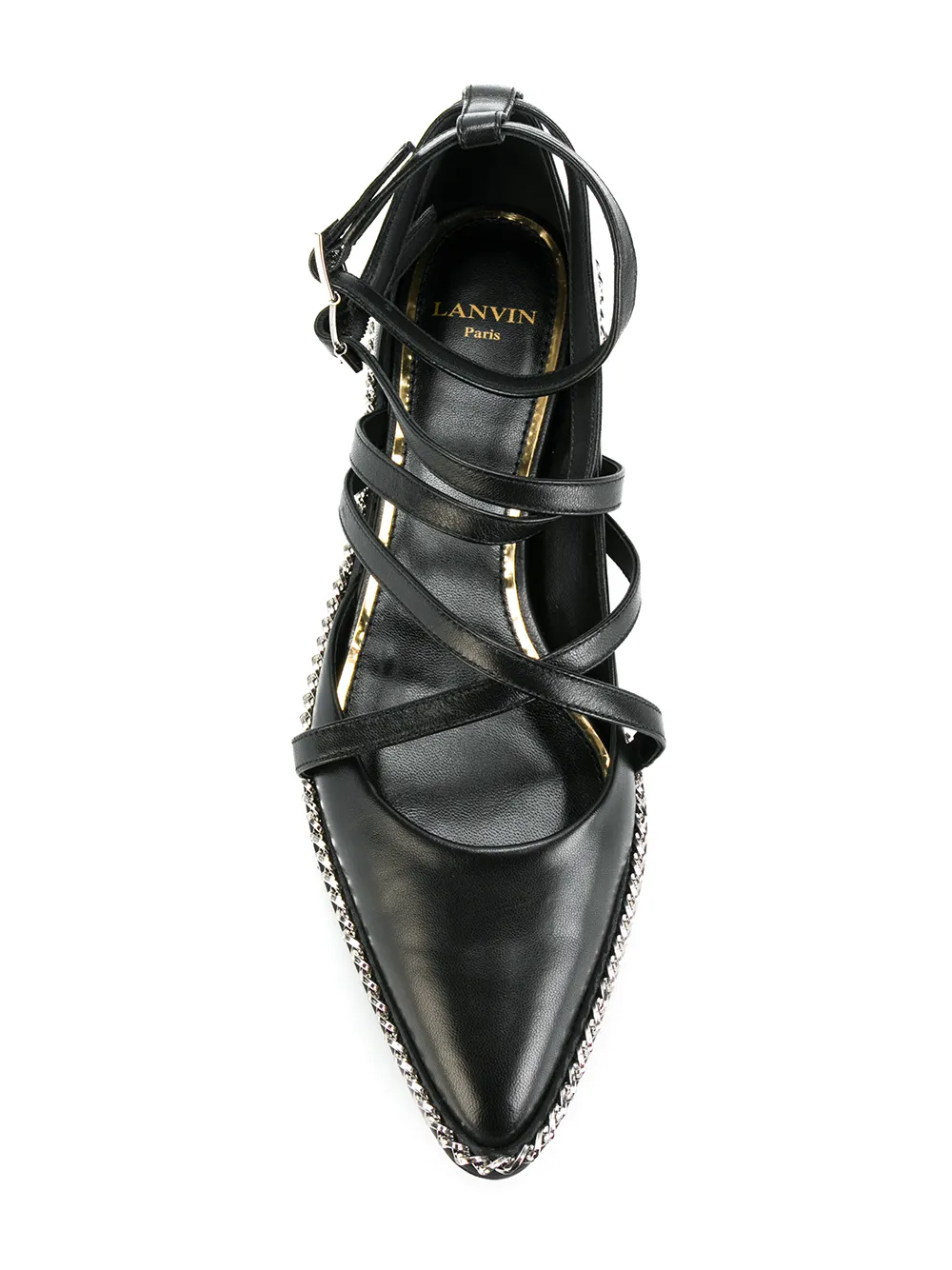Lanvin Kanten ballerina's met ketting afwerking Zwart