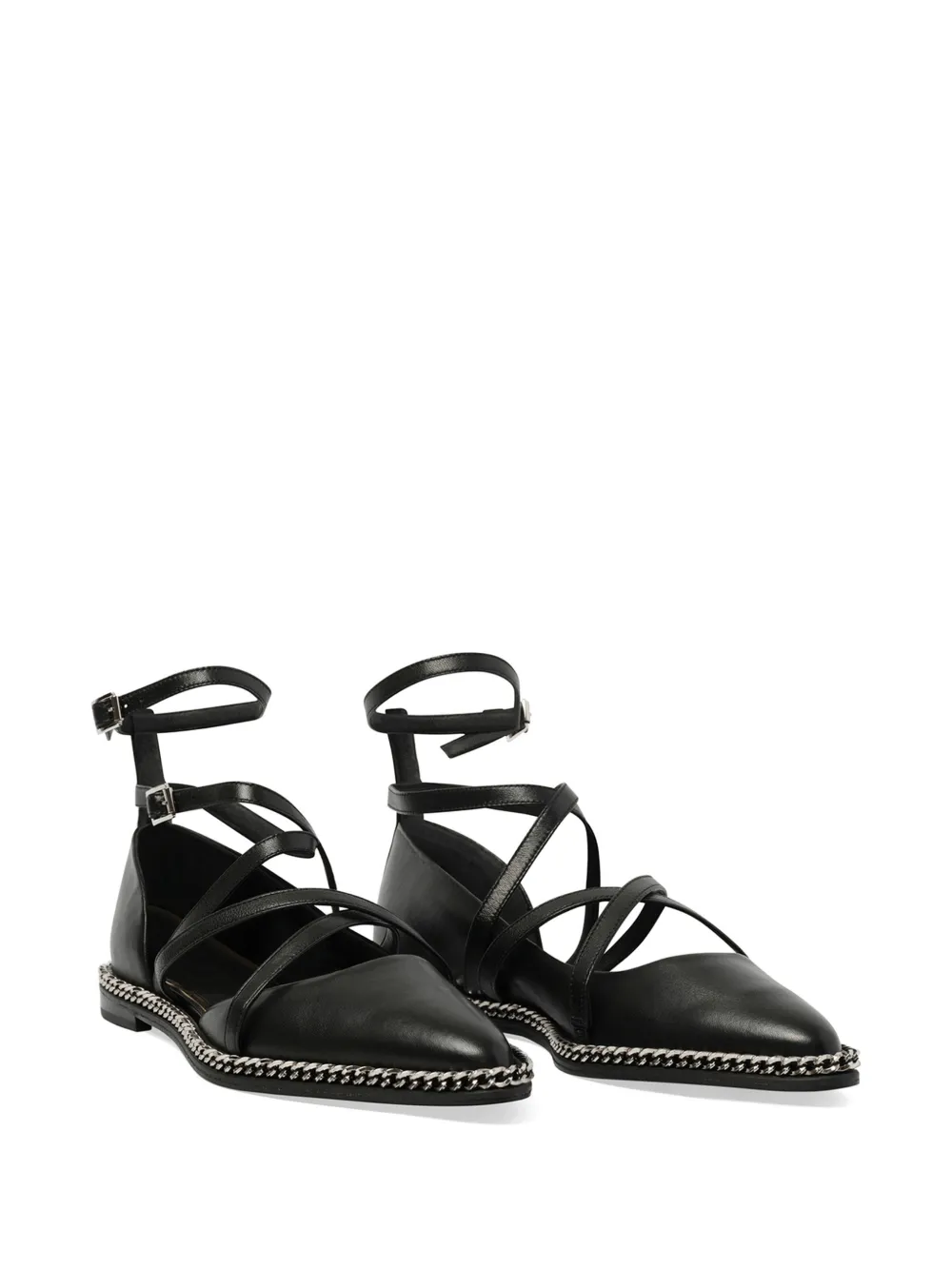  Lanvin Laced Ballerinas Mit Kettendetail   Schwarz 