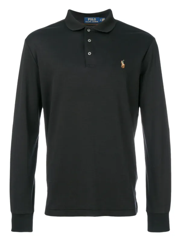 Polo Ralph Lauren Camisa Polo Com Mangas Longas | Preto | FARFETCH BR