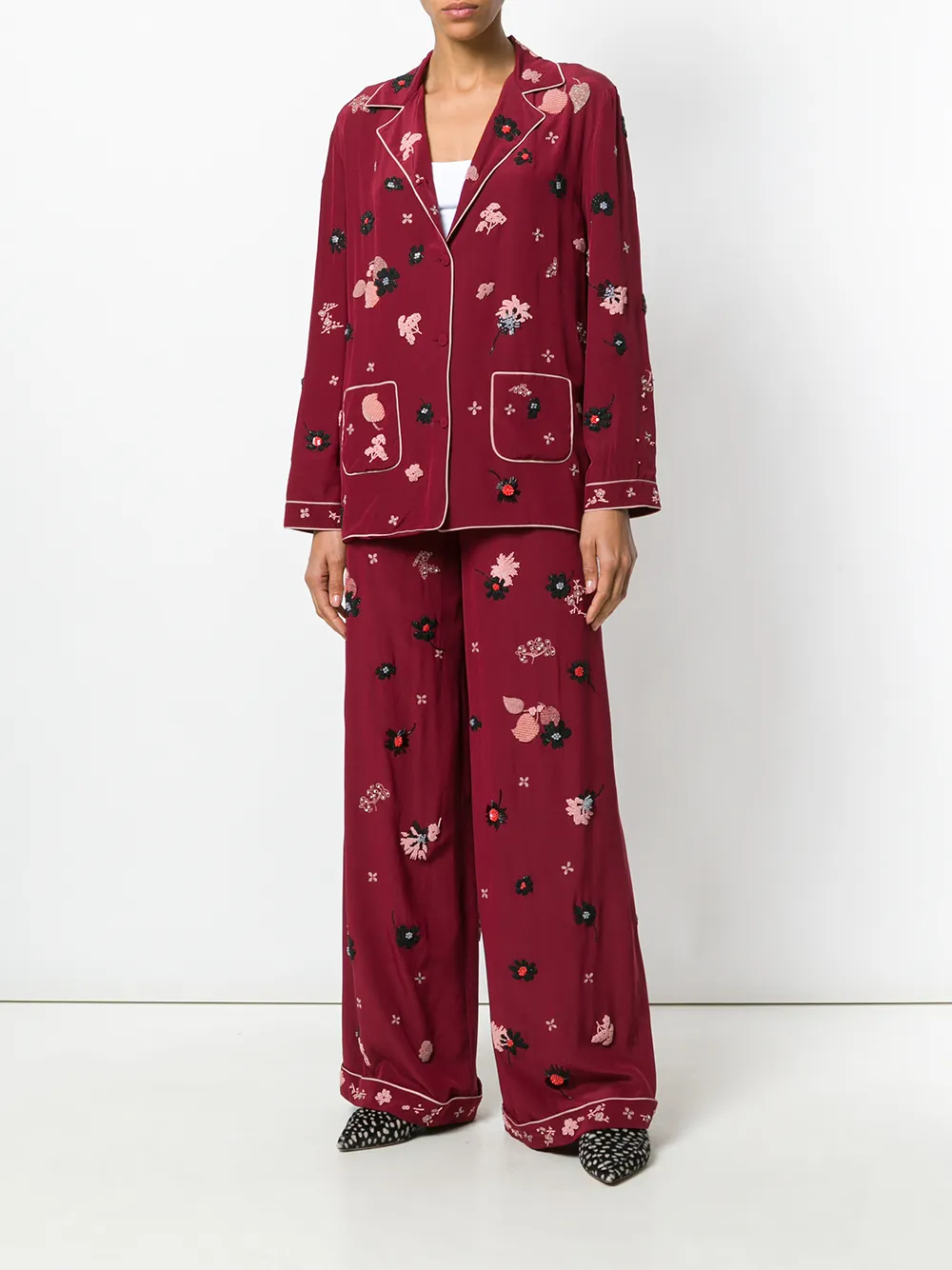 Valentino Garavani bloemen patch pyjama top - Rood