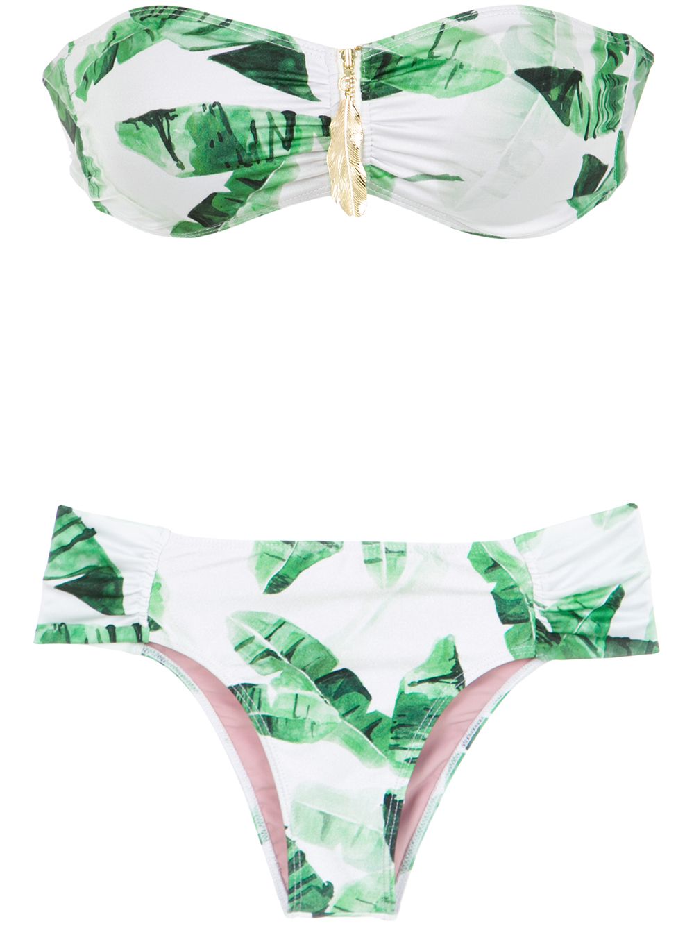 фото Brigitte foliage print bandeau bikini set