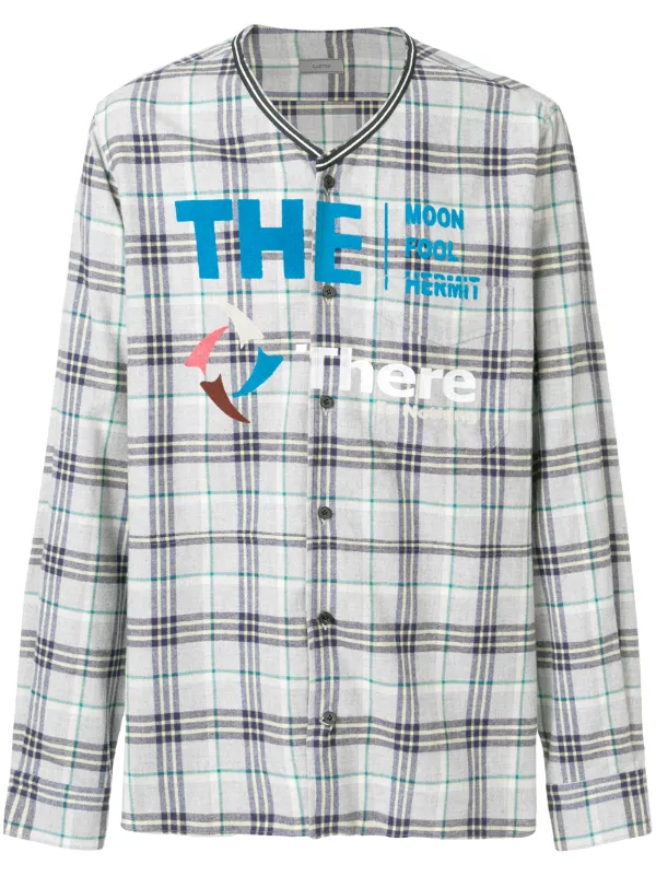 Lanvin Printed Checked Shirt in Grey
