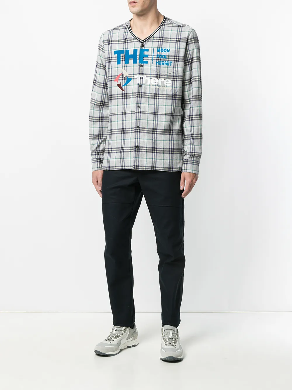 Lanvin printed checked shirt - Grijs