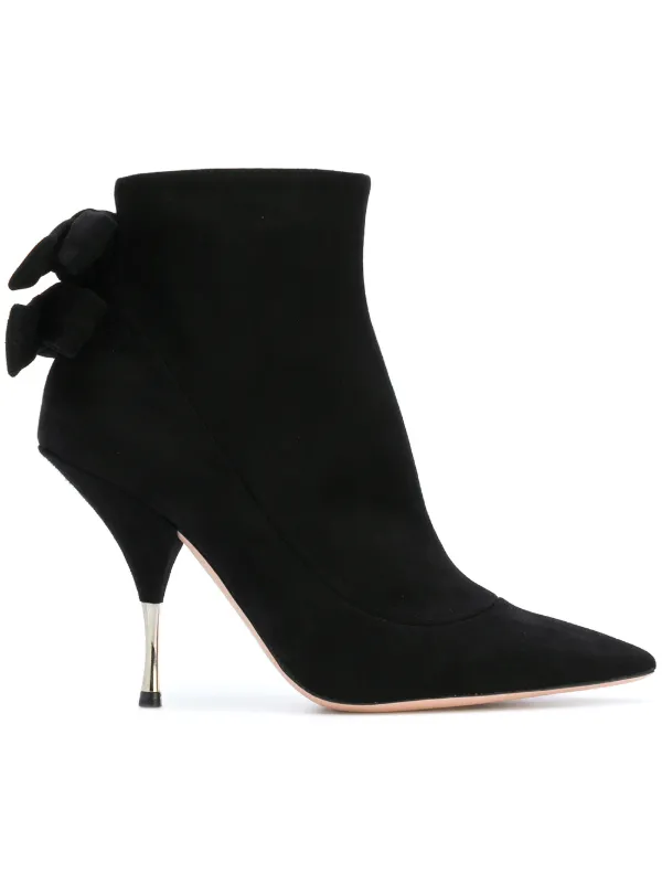 black bow ankle boots