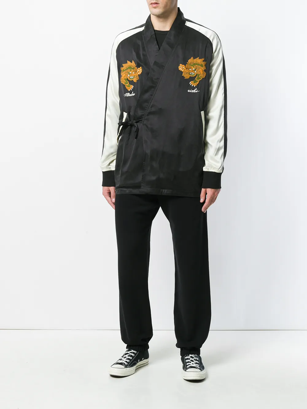 Maharishi geborduurd omwikkeld jasje Zwart