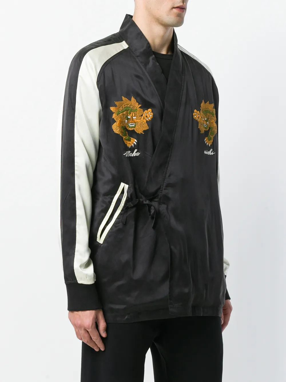 Maharishi geborduurd omwikkeld jasje Zwart