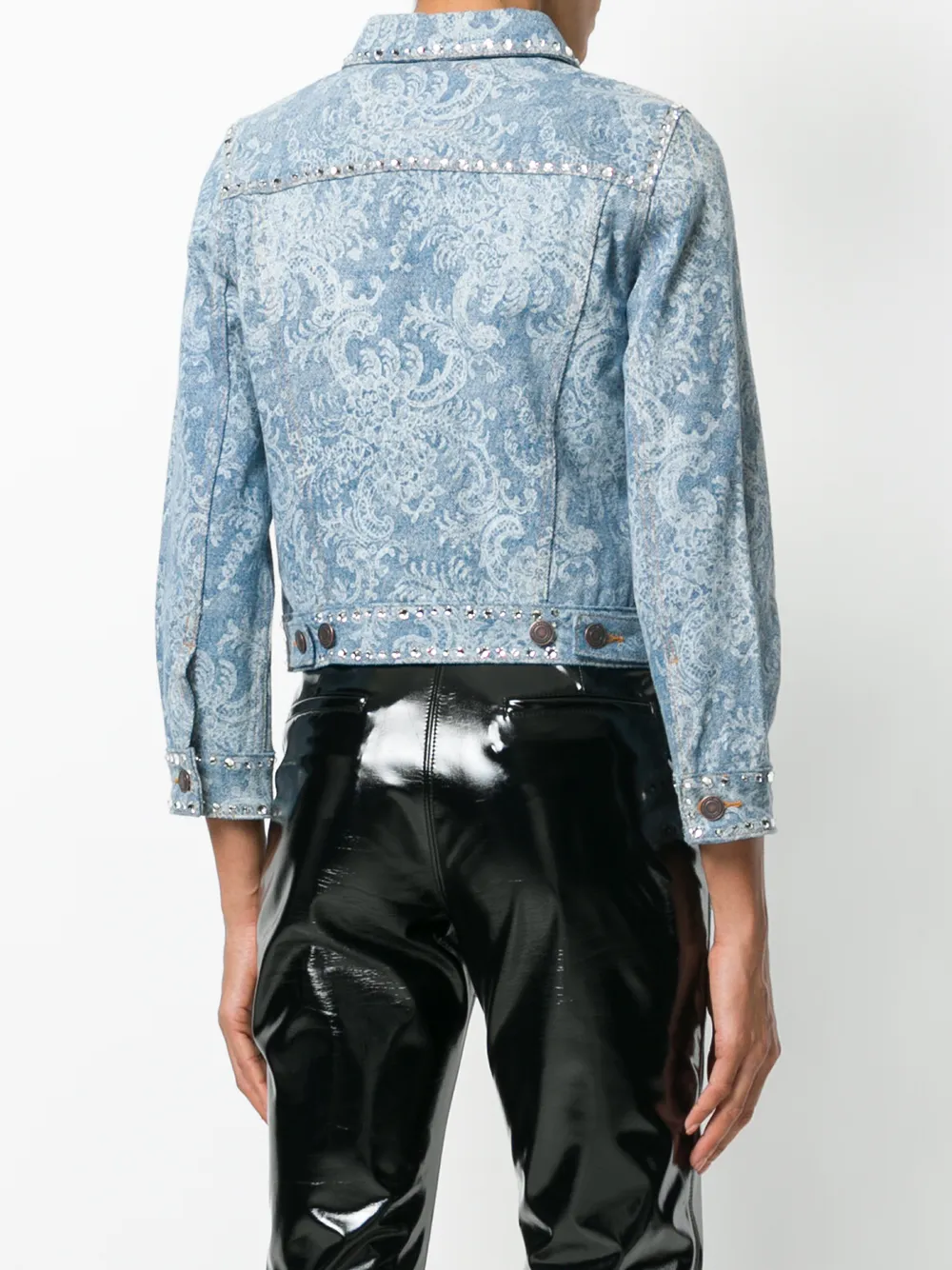 Marc Jacobs Shrunken embellished denim jacket Blauw