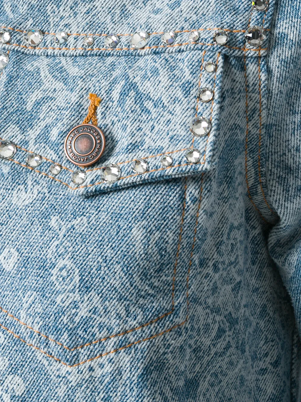 Marc Jacobs Shrunken embellished denim jacket Blauw