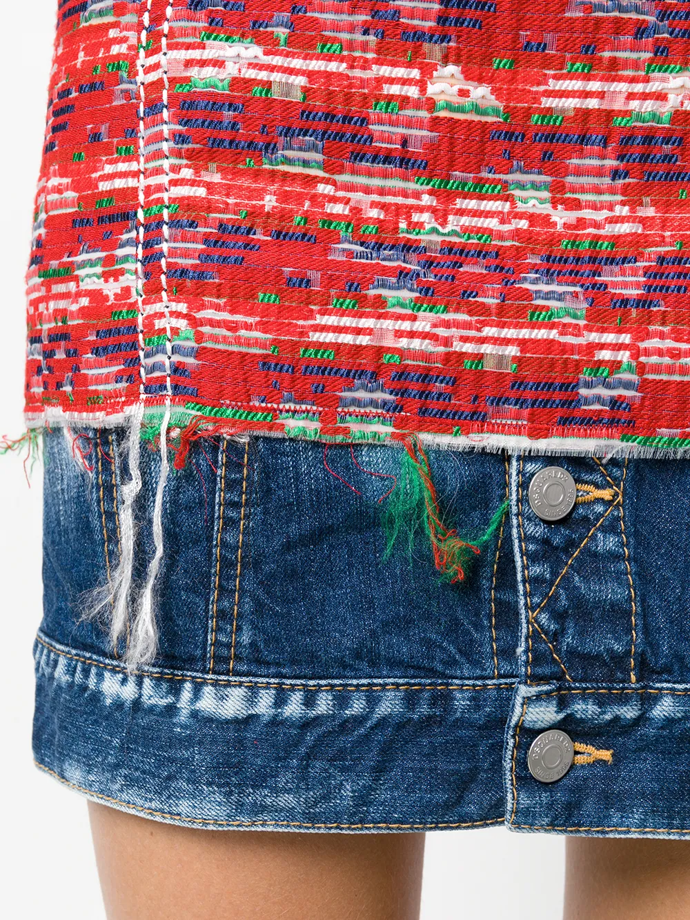 DSQUARED2 getailleerde jurk met denim zoom Rood