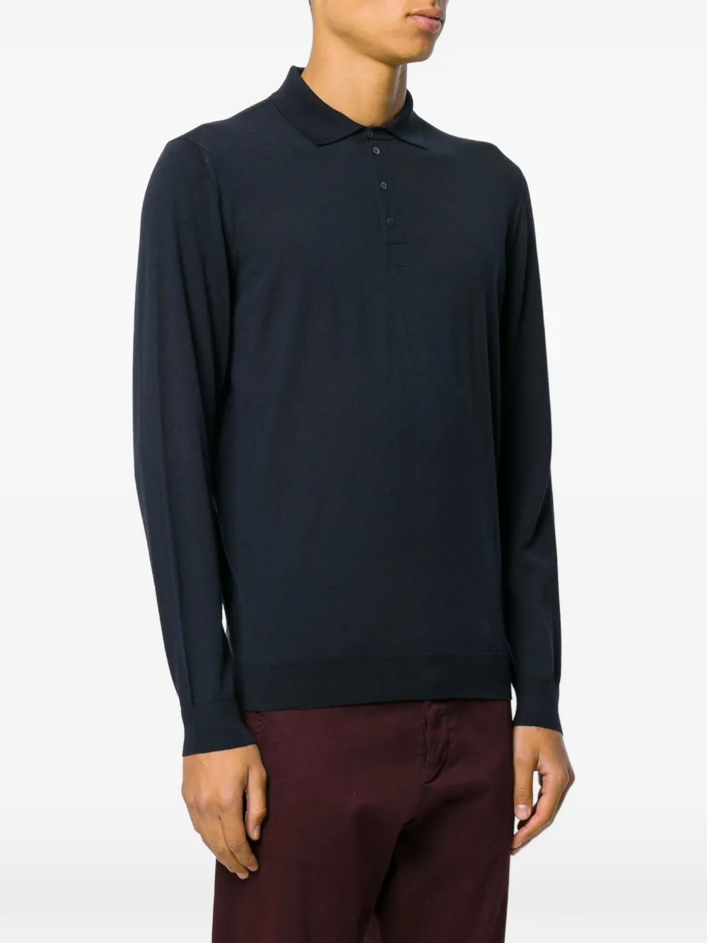  Drumohr Poloshirt Mit Langen ärmeln   Blau 