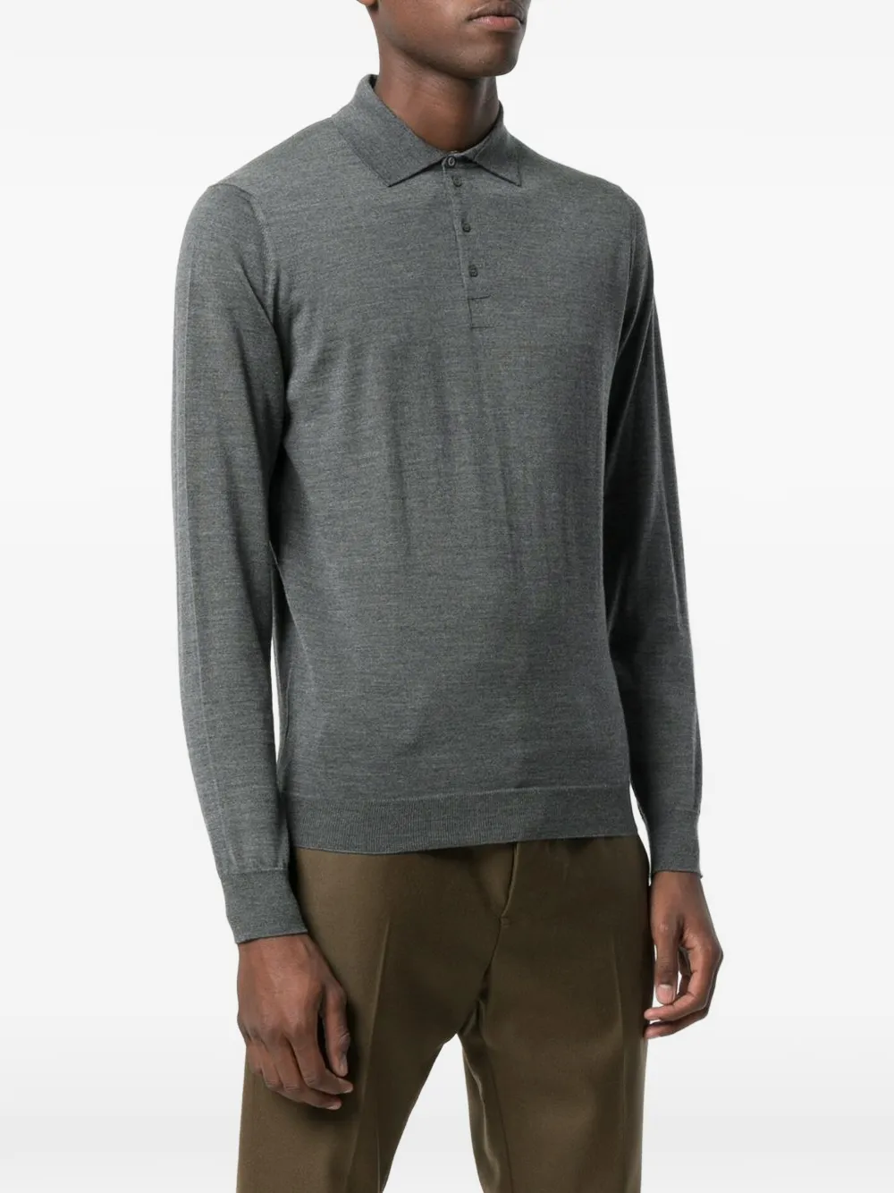  Drumohr Klassisches Merino Poloshirt   Grau 