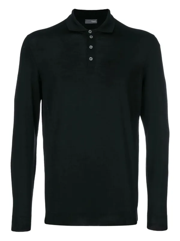 Drumohr Plain Polo Shirt in Black